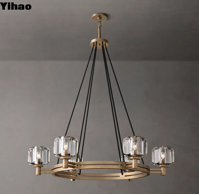 Beli Kuningan Kaca Custom Made Chandelier Demaret Vintage Round Chandelier 36' pembuatan online