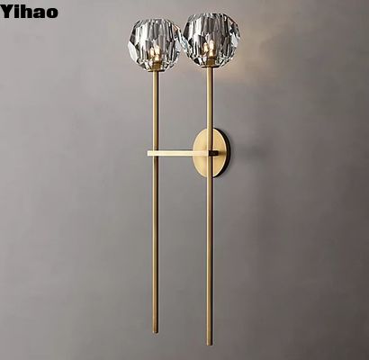 Beli Lampu samping tempat tidur yang dipasang di dinding kaca K9 Clear Hexagonal Lampu Nikel yang dipoles pembuatan online