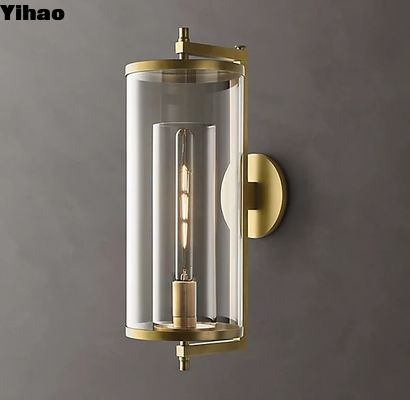 Beli Inner Cylindrical Shade K9 Glass Ornamental Wall Sconces Bronze Finish pembuatan online