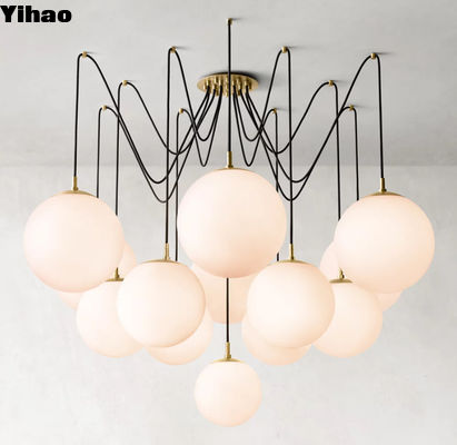 Beli RH Lampu Kaca Nikel Crystal Chandeliers Dengan Bingkai Kuningan pembuatan online