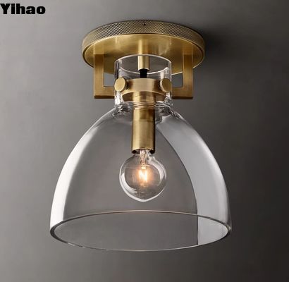 Beli Kerangka Nikel Polished Kuningan Kaca Flush Mount Langit-langit Lampu 40W pembuatan online