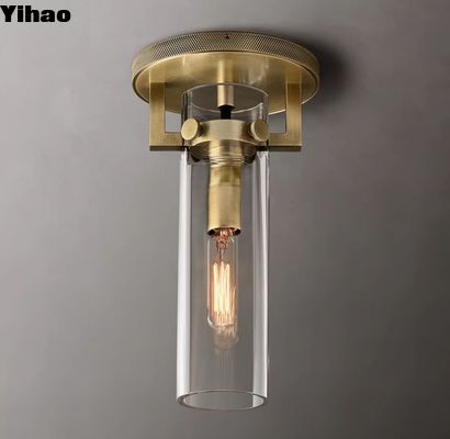 Beli Hardwired Kuningan Flush Mount Lampu Langit-langit Mewah Dengan Frame Kuningan Burnished Lak pembuatan online