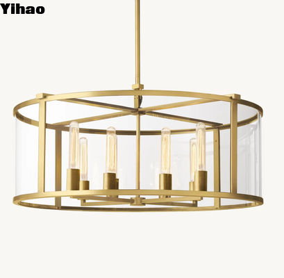 Beli Kuningan Kaca Kontemporer LED Foyer Chandelier Pencahayaan Dengan 60 Watt Lampu pembuatan online