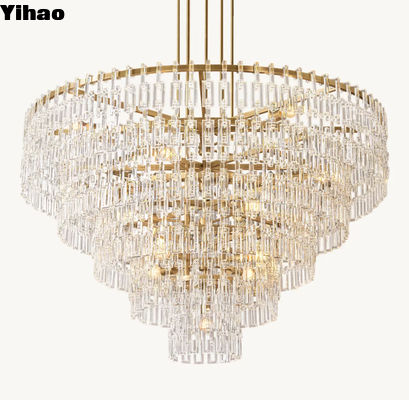 Beli Brass Crystal Farmhouse Large Foyer Pendant Light Chrome Finish pembuatan online