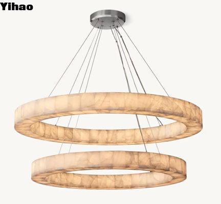 Beli 60 Watt LED Foyer Chandelier Perunggu Batu Besar Foyer Lampu Pendant pembuatan online