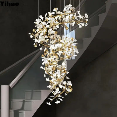 Beli Langit-langit Dipasang Tangga Kontemporer Gingko Chandelier OEM pembuatan online
