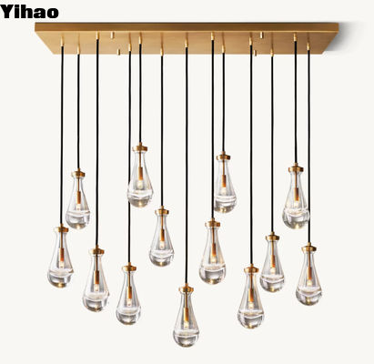 Beli 8'-12' H Hujan tetes persegi panjang Lampu langit-langit Chandelier 54' pembuatan online