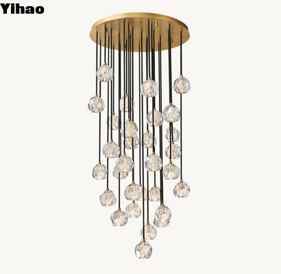 Beli Boule De Cristal Clear Glass Round Cluster Custom Made Chandelier 30' dengan finishing vintage pembuatan online