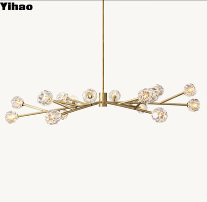 Beli Nikel Crystal Brass Ceiling Chandelier Hardwired Installation pembuatan online