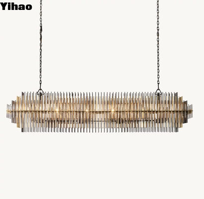 Beli Kuningan Kaca Gantung Hitam LED Foyer Chandelier Chrome Finish 60 Watt pembuatan online