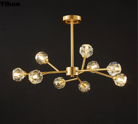 Beli Elegant Brass Crystal Chandelier untuk Ruang Indoor Dia 80cm x H 45cm Materi kustomisasi pembuatan online
