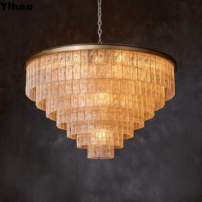 Beli Bark 7 Ring Lingkaran Langit-langit Lampu Pendant Lampu Dalam Kuningan Dan Kaca Amber pembuatan online