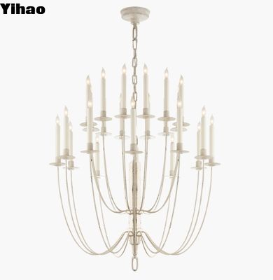 Beli TOB 5205 Erika Dua-Tier Chandelier Belgia Putih / tua Iron Kuningan Crystal Chandelier pembuatan online