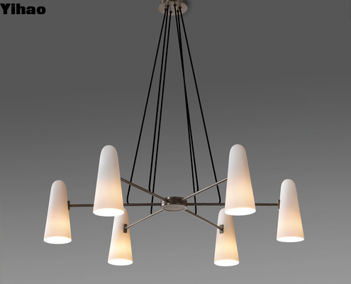 Beli Montfalcon Modern Brass Chandelier dengan E12 Bulb Base dan Height Adjustable pembuatan online