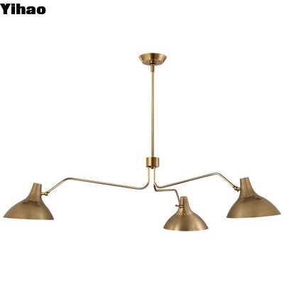 Beli YH Industrial Vintage Copper Brass Crystal Chandelier dengan Warm White 3500K LED Light and Adjustable Height for Kitchen Living Room pembuatan online