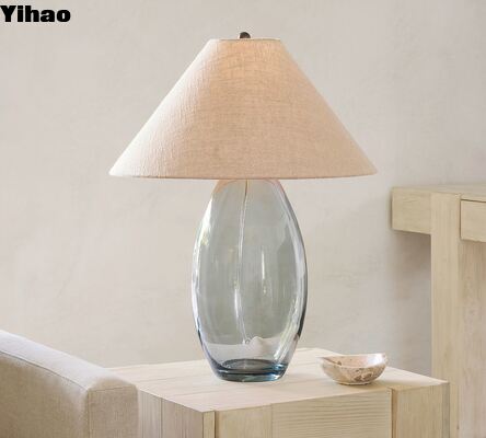 Beli Custom Brass Finish Table Lamp dengan Linen Shade dan 2700K Warm White LED Light pembuatan online