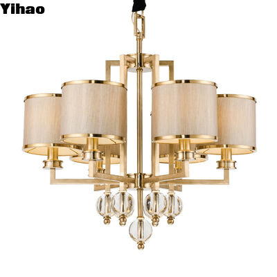 Beli Brass Body Crystal Shade LED Chandelier dengan 50000 Jam Umur untuk Pencahayaan Ruang Makan Modern pembuatan online
