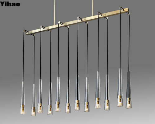 Beli Modern Solid Brass Crystal Shades Adjustable Height Chandelier untuk ruang tamu dan kamar tidur pembuatan online