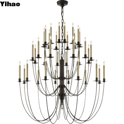 Beli American Classic Luxury 3500K Warm White Adjustable Height Chandelier with 36,000 Hours Lifespan untuk Villa Hotel Lobby pembuatan online