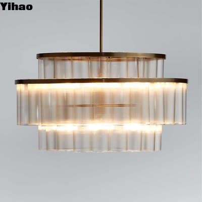 Beli Brass Body K9 Crystal Shade 3500K Warm White Luxury Pendant Chandelier Ceiling Light pembuatan online