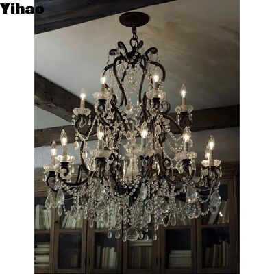 Beli Desain Custom Luxury Crystal Shade Pendant Light Chandelier dengan 50000 Jam Umur untuk Villa Lighting pembuatan online