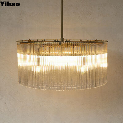 Beli Empat Lapisan Antique Brass Chandelier dengan Crystal Glass LED Pendant Light untuk Ruang Makan Langit-langit Tinggi pembuatan online