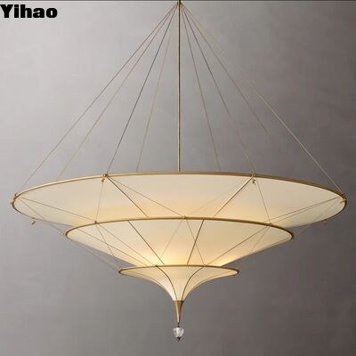 Beli Yihao Custom Gaya Abad Pertengahan Multi-Layer Keramik Pendant Lampu Payung Bentuk untuk Hall Pameran Chandeliers pembuatan online
