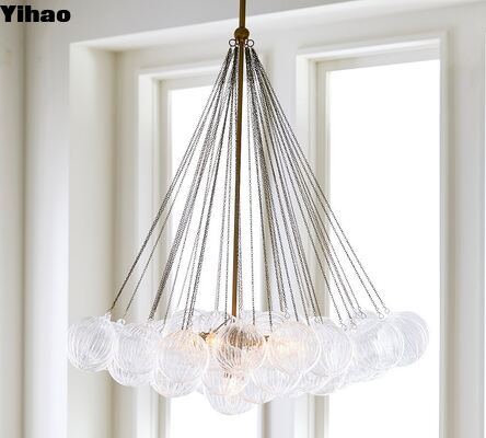 Beli Yihao Simple Vintage Brass Finish Pendant Chandelier dengan 2700K Warm White Light untuk Modern Simple Luxury Living Room pembuatan online