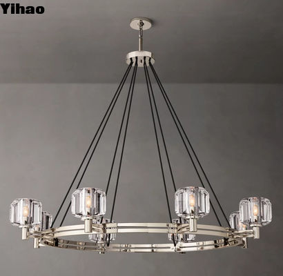 Nikel / Kuningan / Perunggu Finish Custom Made Chandelier Ceiling Mount 48 'diameter 7' H