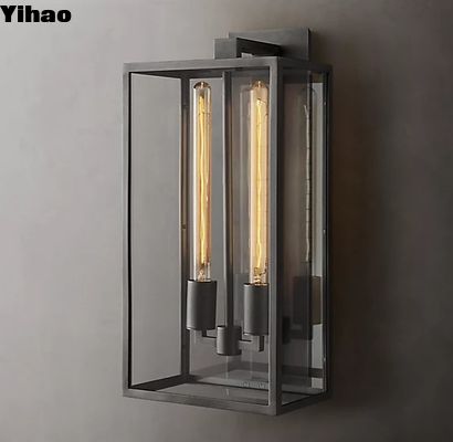 Hitam Dan Kuningan Tembok Sconce Kuningan Kaca Tembok Lampu 110V-120V