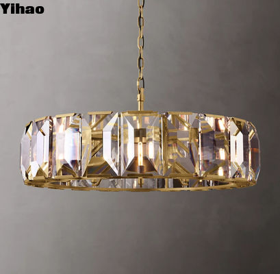 Harlow Crystal Round Chandelier 43 'Brass RH Crystal Chandelier Dengan Upward Lamp Cup