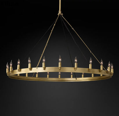 Rumah pertanian gaya Vintage Prancis Country Chandelier Dengan Perhiasan Kuningan Besi