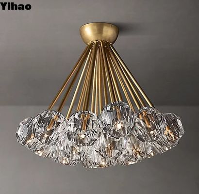 Lampu langit-langit kaca K9 yang jelas Nikel yang dipoles