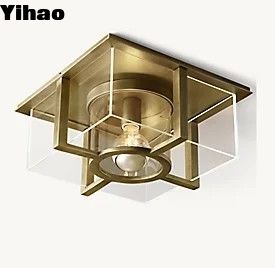 Inner Cylindrical Shade Brass Ceiling Light Flush Mount 40w