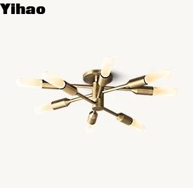 60w Crystal Flush Mount Lampu Langit-langit Mewah Nikel Polished Finish