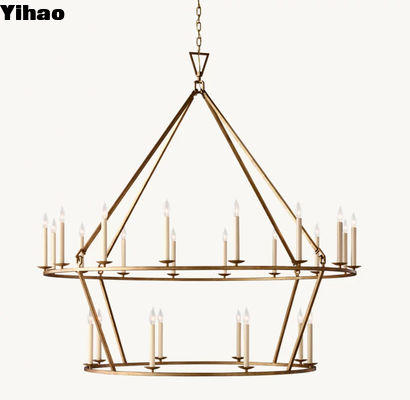 62' Diameter 54' H Luxury Dropship Chandeliers Lampu Lampu Kuning Besar