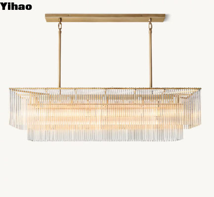 Amadeo persegi panjang Modern Glass Chandelier Hardwired 110-240V