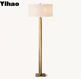 French Drum Linen Shade Modern Contemporary Lampu Lantai Untuk Ruang Tamu