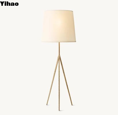 Linen katun Tapered Drum Shade Lampu lantai kontemporer modern Lampu lantai yang menyeluruh