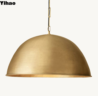 Nikel / Kuningan / Perunggu Grand Dome Pendant Lampu Tinggi disesuaikan