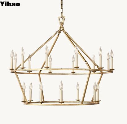 Custom Brass Chandelier dengan Downward Lamp Cup Direction dan Candelabra Bulb Type