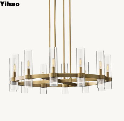 Modern Mewah Kuningan Kaca Chandelier Ravelle Round Chandelier 36 