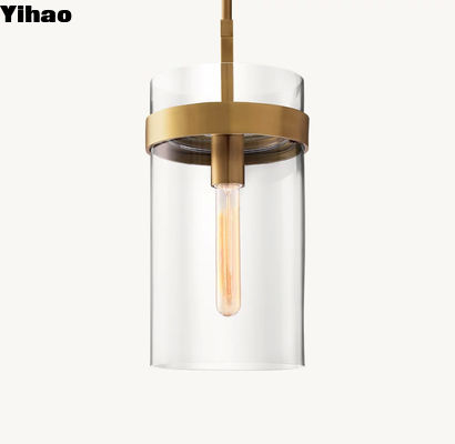 Sumber daya kabel sederhana Kuningan Kaca Single Chandelier Ravelle Pendant 10 