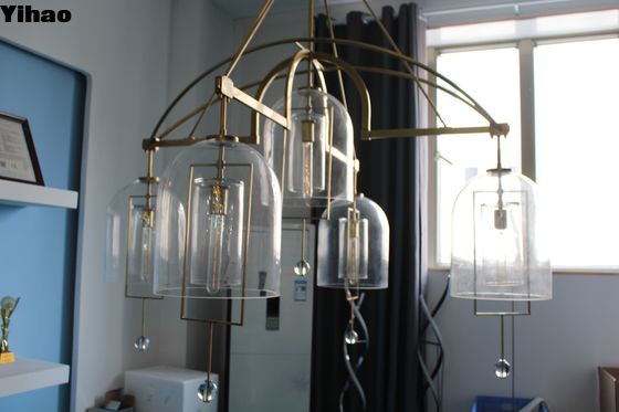 Fulcrum Round Chandelier Brass Crystal Light Disesuaikan dengan Kapasitas Berat 50,8 kg