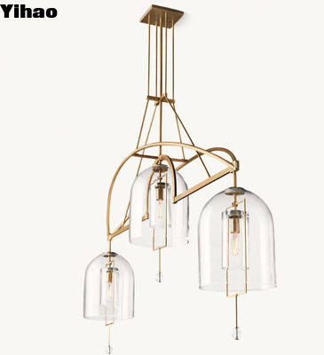 50.8 kg Fulcrum Linear Brass Crystal Chandelier dengan dekorasi dan warna yang dapat disesuaikan