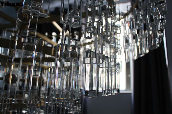 Pabrik Disesuaikan bertingkat bulat Chandelier 91cm Crystal Chandelier Dengan Langit-langit Mount