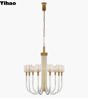 KW 5401 Reverie Medium Single Tier Chandelier Kuningan / Nikel Polished / Perunggu Dengan Kaca Ribbed Jelas