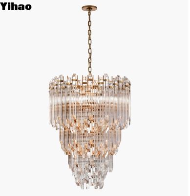 SK 5423 Adele Tiga Tingkat Air Terjun Kuningan Kristal Chandelier Nikel Polished / Hand-Rubbed Kuningan Antik Dengan Acrylic Jelas