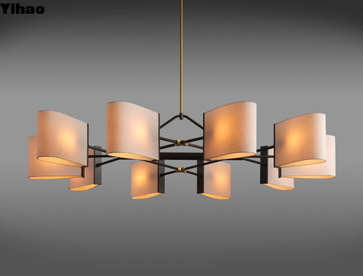 Massive Brass Dessay Circular Chandelier 2307 60 DIA X 60 OAH Bayangan Sutra Gading