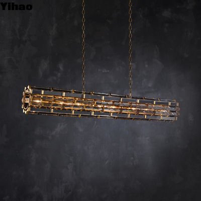 Bronze Night Rod Pendant persegi panjang Dimmable Adjustable Chain/Rod untuk ruang komersial